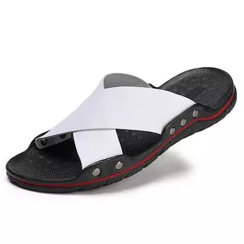 Fashion New summer leather wading men s slippers non-slip leisure sports flat beach sandals walking men s shoes plus size 39