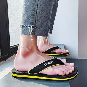 Fashion New Summer Men Flip Flops High Quality Beach Sandals Anti-slip Home Slippers Zapatos Hombre Men Casual Shoes Wholesale A10 39 красный