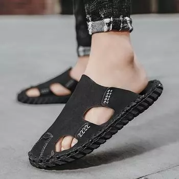 Fashion New Summer Men s Baotou Shoes and Slippers Black/Yellow/Beige Sandals Comfortable Shoes Non-Slip Bathroom Shoes Men EVA Slides 39 жёлтый