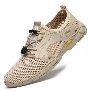 Fashion New summer mesh shoes men s breathable sports trend casual hollow outdoors light daily beach mesh shoes tide sandalia marca H928 38 серый