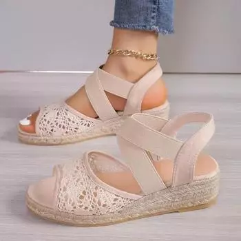 Fashion New Summer Wedge Sandals Women s Casual Fish Mouth Open Toe Mesh Fashion Comfortable and Versatile Platform Flat Women s Shoes 36 грязно-белый