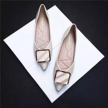 Fashion New Versatile Flat Bottom Casual Single Shoes Women s Pointed Shallow Mouth Fashion Soft Bottom Anti slip Flat Bottom Shoes 35 бежевый