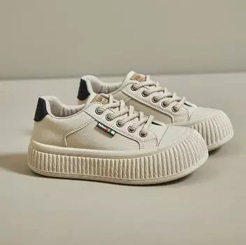 Fashion New Vulcanized Shoes for Women s Casual Sports Running Sneakers Woman Lace-up Round Toe Thick Soled Trainers Footwear Tenis 35 белый