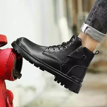 Fashion New Winter Men Boots Fashion Thick Bottom High Top Casual Boots Luxury British Style Trendy Boots Black Leather Men Formal Boots 38