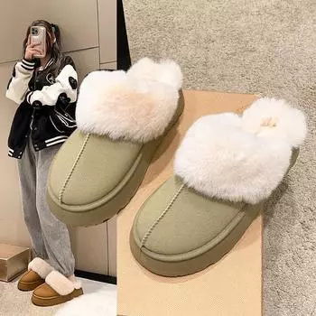 Fashion New Winter Plush Women s Slippers Indoor Soft House Shoes Fashion Brand Fluffy Women s Shoes Outdoor Non-slip Flat Slippers 35 верблюд