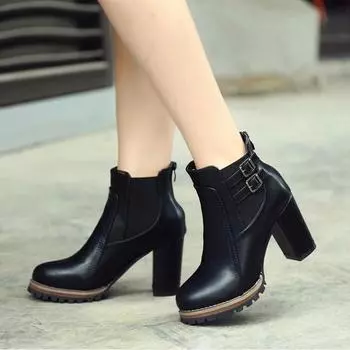 fashion New Women Boot Autumn Winter Short Boots Women High Heel Shoes Boots Women Ankle Boots Black Women Shoes 567 4 чёрный
