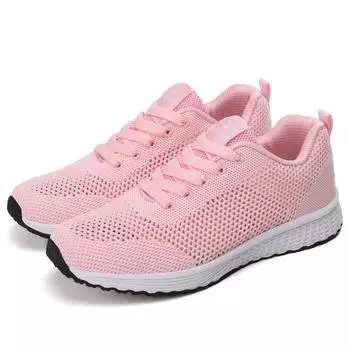 Fashion New Women Casual Shoes Woven Breathable Women Sneakers Walking Mesh Lace Up Flat Shoes Sneakers Women Tenis Feminino 35 белый