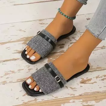 Fashion New Women s Flat Bottom Fashion One Word Slippers Shoes Comfort Summer Outdoor Beach Luxury Sandals Women Designers 36 чёрный