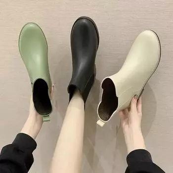 Fashion New Women s Rain Shoes Slip-on Shoe Anti-skid Water Shoes Womens Car Wash Rain Boots Fashion Women Shoes Outdoor Botas Feminino 36 чёрный