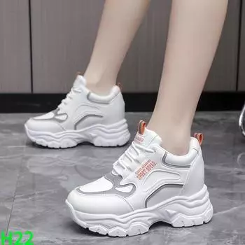 fashion New women s shoes Internal elevation elevated PU surface for casual shoes wear comfortable and breathable student running shoes 35 оранжевый
