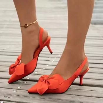 Fashion New Women s Shoes Pointy Light Mouth Orange Shoes Bow with Fashion Sexy Solid Color Banquet Fashion High Heels Bow Decoration 36 зелёный