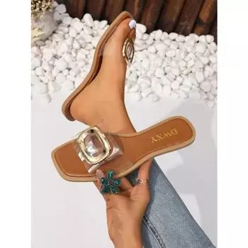 Модные новые женские тапочки, модные повседневные туфли на плоской подошве с жемчужным принтом, простые удобные пляжные сандалии на мягкой подошве, женские сандалии 37 чёрный