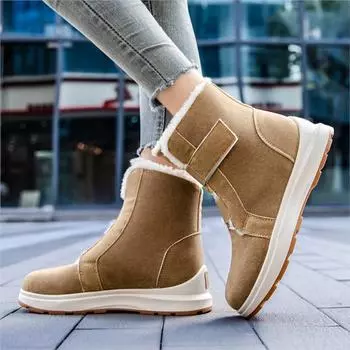 Fashion New women s velvet snow boots casual mid-tube boots warm cotton shoes Cotton boots large size 43 D329 36 хаки
