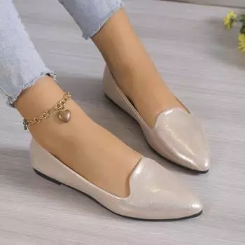 Fashion New Women Shallow Mouth Single Shoes Breathable Fashion Loafers Ballet Shallow Flats Soft Bottom Pointed Toe trendy women Shoes 36 серебряный