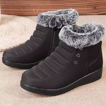 Fashion New woMen Shoes Winter Warm Leather With Fur Snow Boots Breathable women Comfortable Casual Shoes Lightweight Footwear Big 4 красный