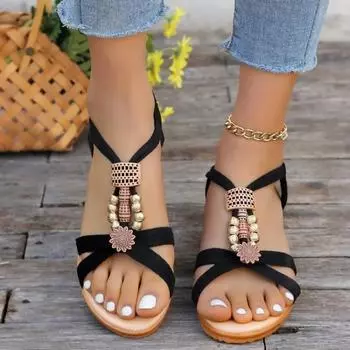 Fashion New Women Solid Color Wedge Sandals New Ankle Buckle Non Slip Gladiator Shoes Woman Fashion Chunky Platform Sandalias Mujer 35 бежевый