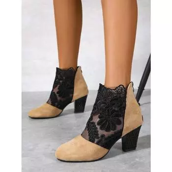 мода Новый дизайн Модная женская обувь 2024 года Сандалии Кружевной костюм Женские бежевые летние туфли на каблуках Большие размеры Открытый носок Роскошные джинсы Комфорт Черные девушки 35