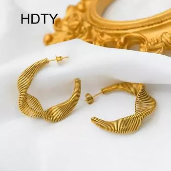 Fashion niche design geometric earrings titanium steel plated 18k gold rotating spring creative exaggerated earrings золотой