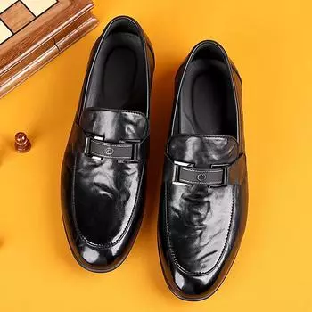 Fashion Non-Slip 2024 Leather Fashion Loafers All-match Vintage Men Casual Shoes Luxury Brand Outdoor for Men Lazy Flats Business Shoes 38 коричневый