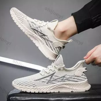 Fashion Non-slip Men s Running Shoes Knitting Mesh Breathable Shoes Men Sneakers Male Casual Lace Up Sport Shoes Zapatillas Hombre 39