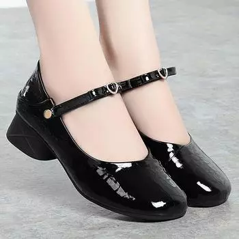 Fashion Non-slip Round Toe Ladies Casual 2024 Summer Shoes Elegant Fashion Comfortable Soft Leather Shallow Mouth Party Shoes 35(Foot22.5cm)