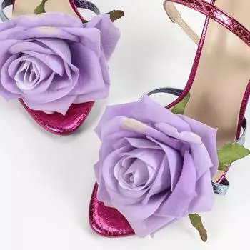 Модные новинки, модные босоножки на каблуке с цветочным декором для женщин 2025 года, летние элегантные тонкие высокие каблуки для женщин с перекрестными ремешками, женские туфли-лодочки 35