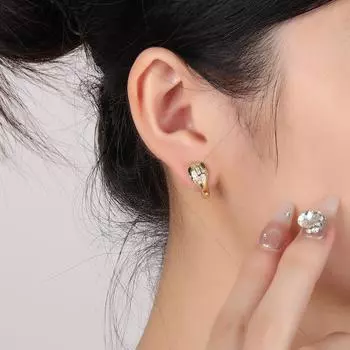 Fashion OL Contrast Color Zircon Spirit Snake Ear Buckle Small Exquisite Versatile Light Luxury Earrings Premium Earrings