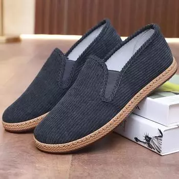 Fashion Old Beijing cloth shoes men s striped velvet casual soft sole anti slip dad shoes breathable and comfortable work shoes 38