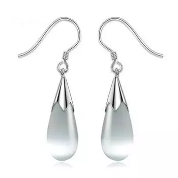 Fashion Opal Waterdrop Hook Earrings Flower Leaf Earring Jewelry for Women Gift ARI белый