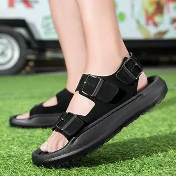 Fashion Open-toe Male Sandals Comfy Leather Men Sandals New Casual Summer Shoes Fashion Outdoor Beach Footwear Breathable Wading Shoes 38 песочный