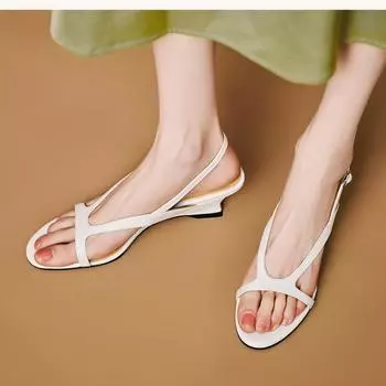 Fashion Open Toe Wedges Fashion Sandals Summer New Round Head Temperament High Heel One Line Buckle Women s Shoes 35 синий