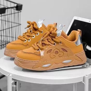 Модные оригинальные мужские туфли для скейтбординга на платформе, модные коричневые кожаные повседневные туфли для скейтбординга, мужские уличные кроссовки в стиле хип-хоп для мужчин 39