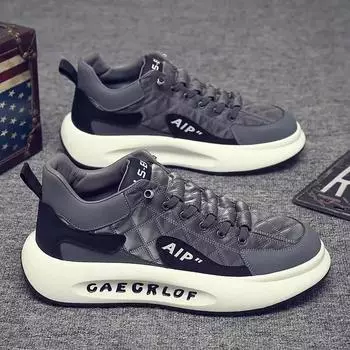 Fashion Outdoor Casual Men Lace Up Platform Shoe Comfortable Running Shoes Zapatillas Hombre 2024 New Men s Sneakers 39 бежевый