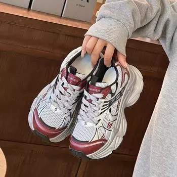 Модные женские кроссовки на шнуровке и сетке, кроссовки с низким верхом, нескользящие, повседневные туфли для женщин, повседневные женские кроссовки на платформе 35-40 35 красный