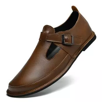 Fashion Outdoor Male Genuine Leather Walking Footwear 2024 New Arrival Men Stylish Loafers Slip on Boat Shoes Handmade Mens Casual Shoes 38 чёрный