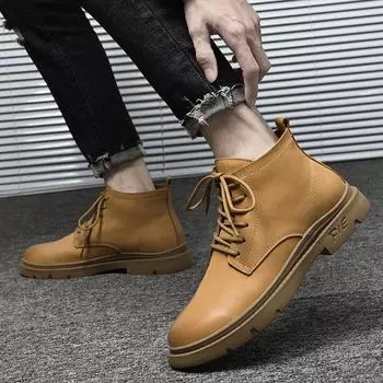 Fashion Outdoor Male Motocross Boots All-match Fashion Mens High Top Sneakers Men Lace-Up Men s Shoe Genuine Leather Fashion Ankle Boots 38