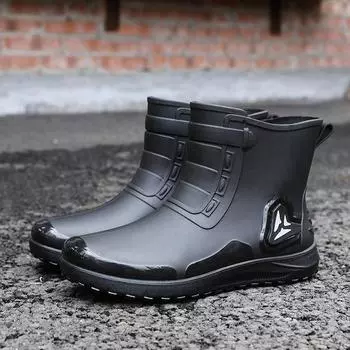 Fashion Outdoor Men s Rain Boots Short Tube Hiking Fishing Water Shoes Anti-slip Chef Work Ankle Boots Waterproof Non-slip Shoes 39
