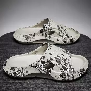 Fashion Outdoor Sports Fashion Leisure Beach Shoes Men s Summer EVA Non-slip Slippers Indoor Home Soft Elastic Comfortable Couple Shoes 36 бежевый