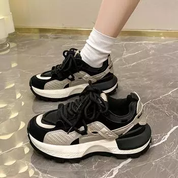 fashion Outdoors Women Shoes Lace-Up Autumn 2024 High Quality Casual Comfortable Fashion Non-slip Women s Shoes Zapatillas De Mujer 35 чёрный