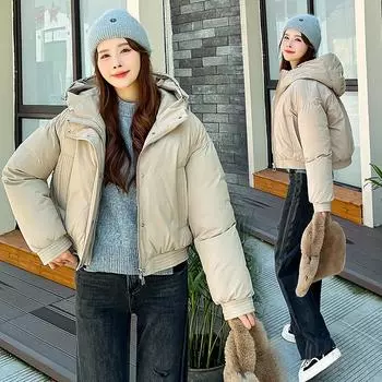 FASHION Padded-on Women s 2024 Winter New Short Baseball Down Padded-on Women s Student Bread Padded Clothes M аква голубой