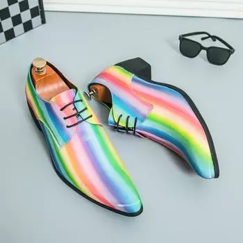 Fashion Party Dress Leather Shoes Men Colour Business Wedding Shoes For Man Clubs Formal Shoes Handmade Original Designer Shoes 38