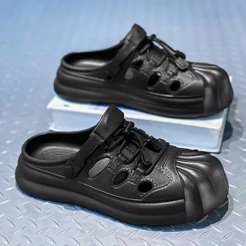 Fashion PARZIVAL 2024 Summer Beach Sandals Men Casual Shoes Platform Soft Male Graden Clogs Slippers Slip On Outdoor Wading Sandals 36 хаки