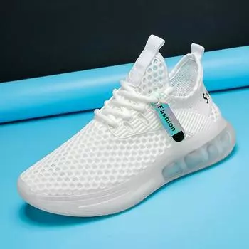Мода PARZIVAL 2024 Тренд Мужская повседневная обувь Кроссовки Летние уличные дышащие сетчатые спортивные беговые мужские кроссовки Пляжные теннисные туфли 39 белый