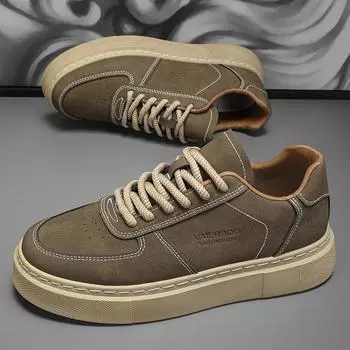 Мода PARZIVAL осень мужская повседневная обувь на платформе мужские кроссовки дышащие вулканизированные кожаные туфли рабочая обувь Zapatos Hombres Outdoor 39 чёрный