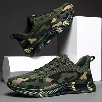 Fashion PARZIVAL Band Fashion Men Sports Shoes Camouflage Green Men Sneakers Knit Male Casual Shoes Tenis Masculino Zapatillas de Hombre 39 зелёный