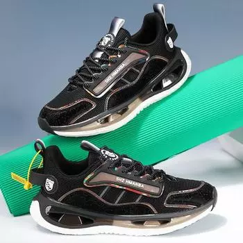 Мода PARZIVAL Модная мужская обувь Кроссовки Летние мужские кроссовки для активного отдыха Дышащие кроссовки Повседневная обувь на воздушной подушке Мужская теннисная обувь 36 чёрный