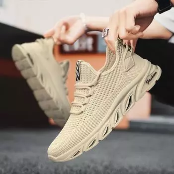 Fashion PARZIVAL Men Lightweight Running Shoes Jogging Shoes Breathable Man Sneakers Lace Up Men s Casual Shoes tenis de hombres 39 бежевый