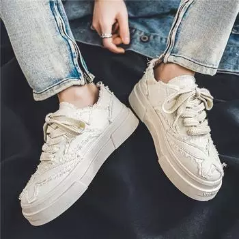 Fashion PARZIVAL Men Shoes Fashion Flat Casual Sneakers Male Soft Platform Sole Vulcanized Shoes Retro Shoes Footwear Zapatillas Hombre 39 чёрный