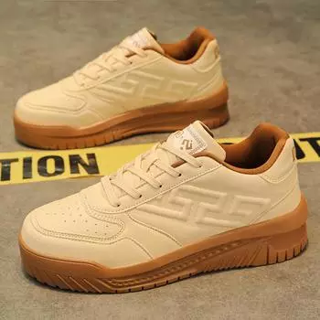 Fashion PARZIVAL Men Skateboarding Shoes Thick Bottom Men Shoes Platform Shoe Retro Vulcanized Shoes Casual Sneakers Zapatos Para Hombre 39 бежевый