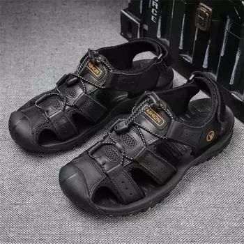 Fashion PARZIVAL New Sandals Man Fashion Summer Outdoor Beach Casual Shoes for Men Retro Leisure Genuine Leather Beach Roma Sandals 38